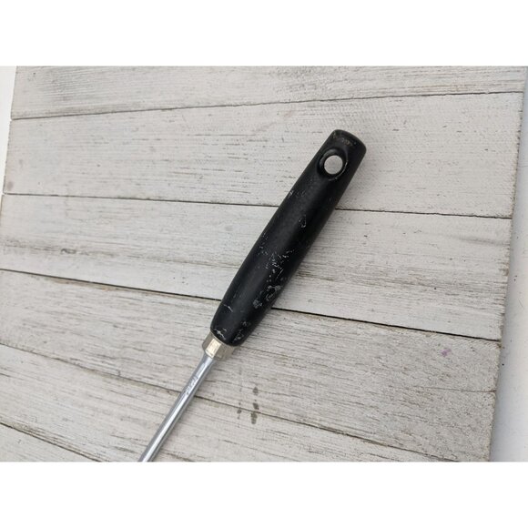 Vintage EKCO Halo Solid Meat Utility Fork Black Wood Handle 12 3/4" - Picture 5 of 7